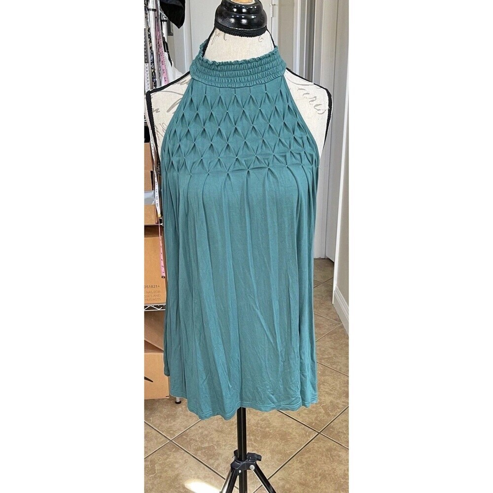 Cable & Gauge Womens Blouse Size Medium Teal Halter Neck Boho Summer Bohemian - Picture 7 of 16